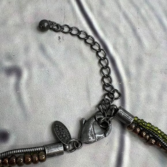 Laura Ashley Necklace Yellow Gold Faceted Stone Layered Chain Silver Tone - Picture 6 of 8